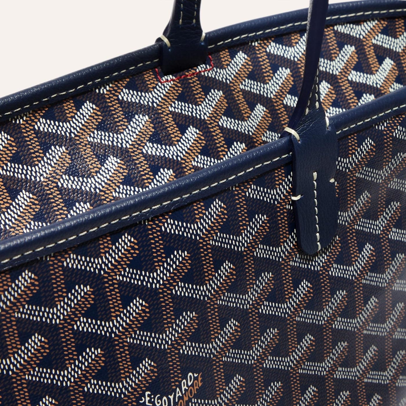 Goyard Goyardine Artois Tote PM Navy Blue Canvas & Chevroches Calfskin Palladium Hardware - Image 3